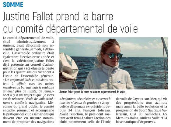 Justine Fallet prend la barre du comité départemental de voile